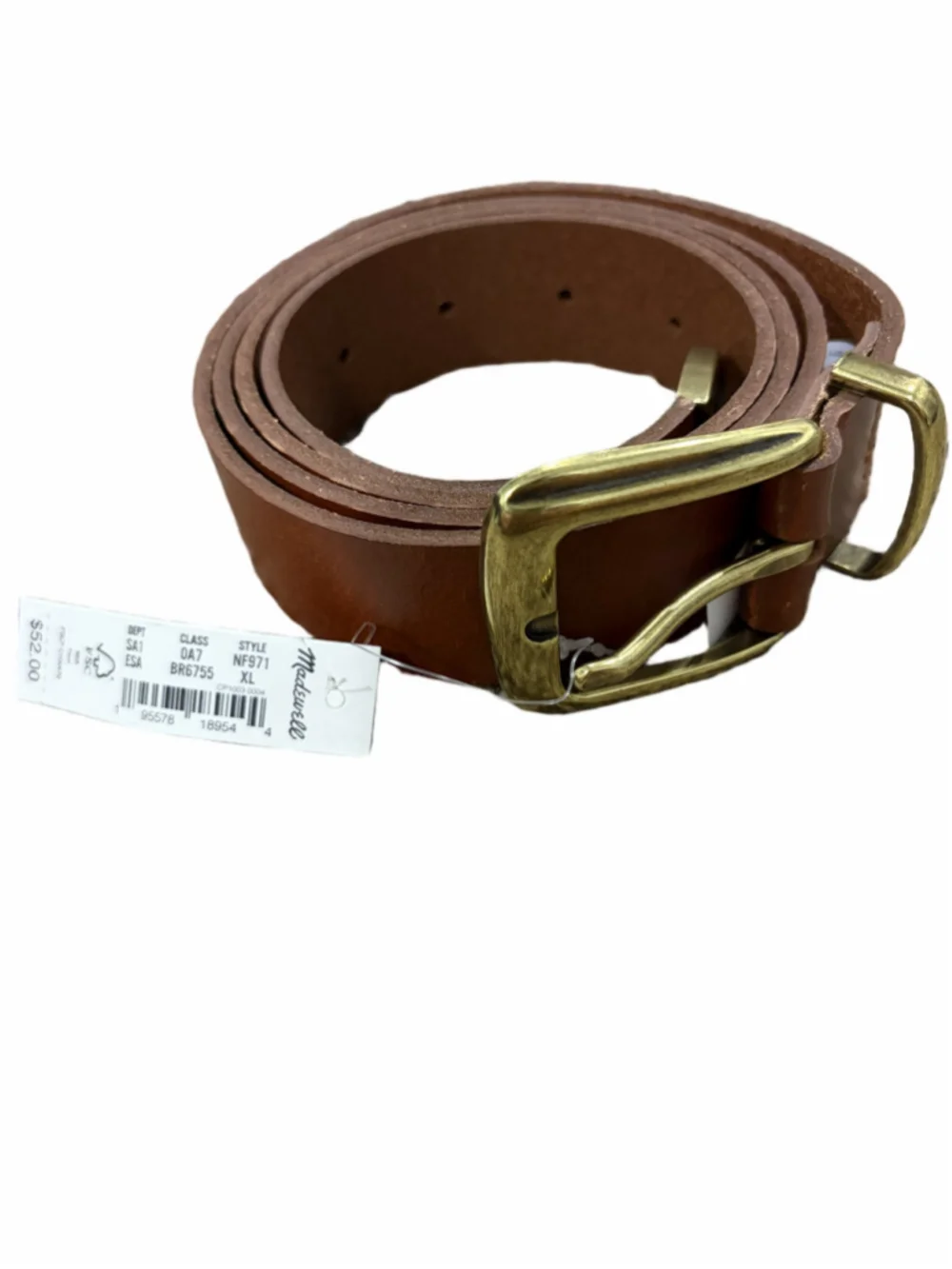 NWT Madewell Western Chunky Buckle Belt English Saddle XL
